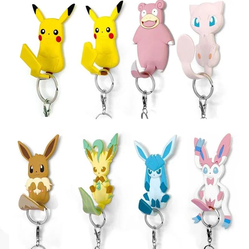 Pikachu Seamless Sticky Hook PPokemons Anime Leafeon Sylveon Accessory Key Figure Tail Flexible Hooks Home Room Decoration Gift