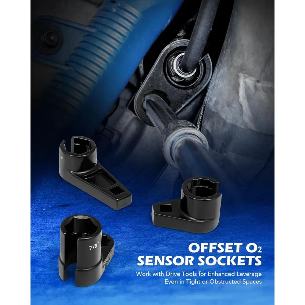 오리온 모터 테크 12피스 산소 센서 소켓 세트, O2 센서 제거 도구 및 나사 체이서 세트 (22mm 27mm 29mm 7/8인치 1-1/16인치 포함)