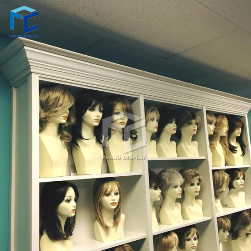 2025customized.Wall Mounted  Beauty Supply Retail Salon Shelves Wig Display Rack Shop Furniture Hair Extension And Wig Displ