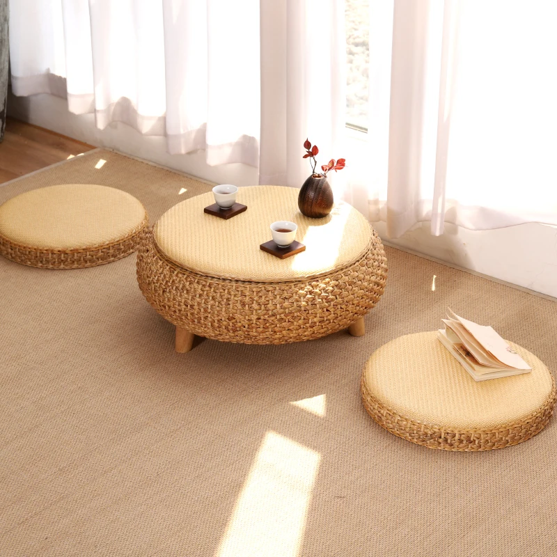 Hand Woven Rattan Side Table Windowsill Tables Zen Tea Table Creative Storage Coffee Tables Modern Simple Living Room Furniture