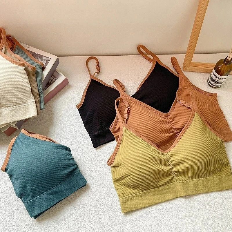 

Women's Cotton Underwear Tube Tops Sexy Color Matching Bra Fashion Sports Comfort Tank Up Girl Suspender Underwear Sexy Lingerie