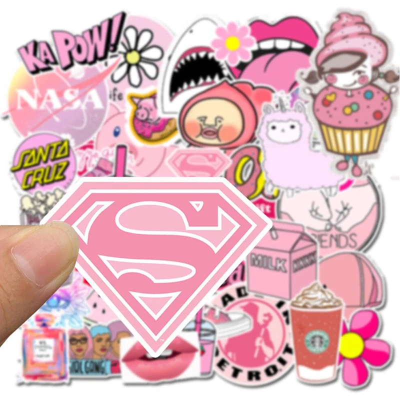 LL-037# 50/pcs Pink Girl Cute PVC Graffiti sticker Classic Creative Design collection Gift High quality Printing
