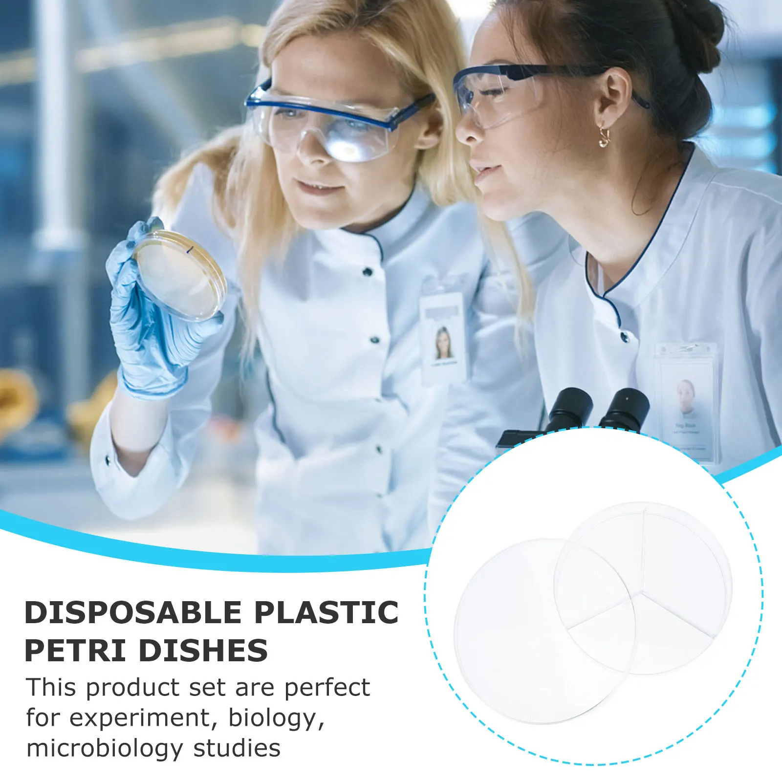 10Pcs Plastic Petri Dishes Three Compartment Culture Plate for Biology Lab Microbiology Studies Easy to Observe Cell Growth