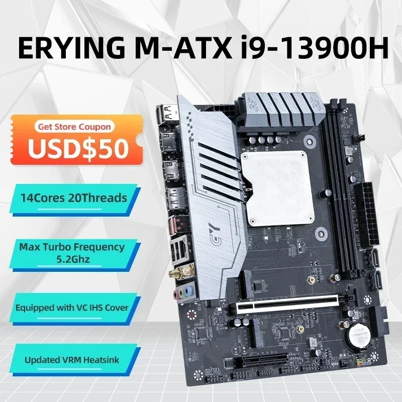 ERYING DIY Motherboard with Onboard Core CPU Interpose Kit i9 13900H i9-13900H DDR4 Gaming PC Desktop Computers Assembly Set