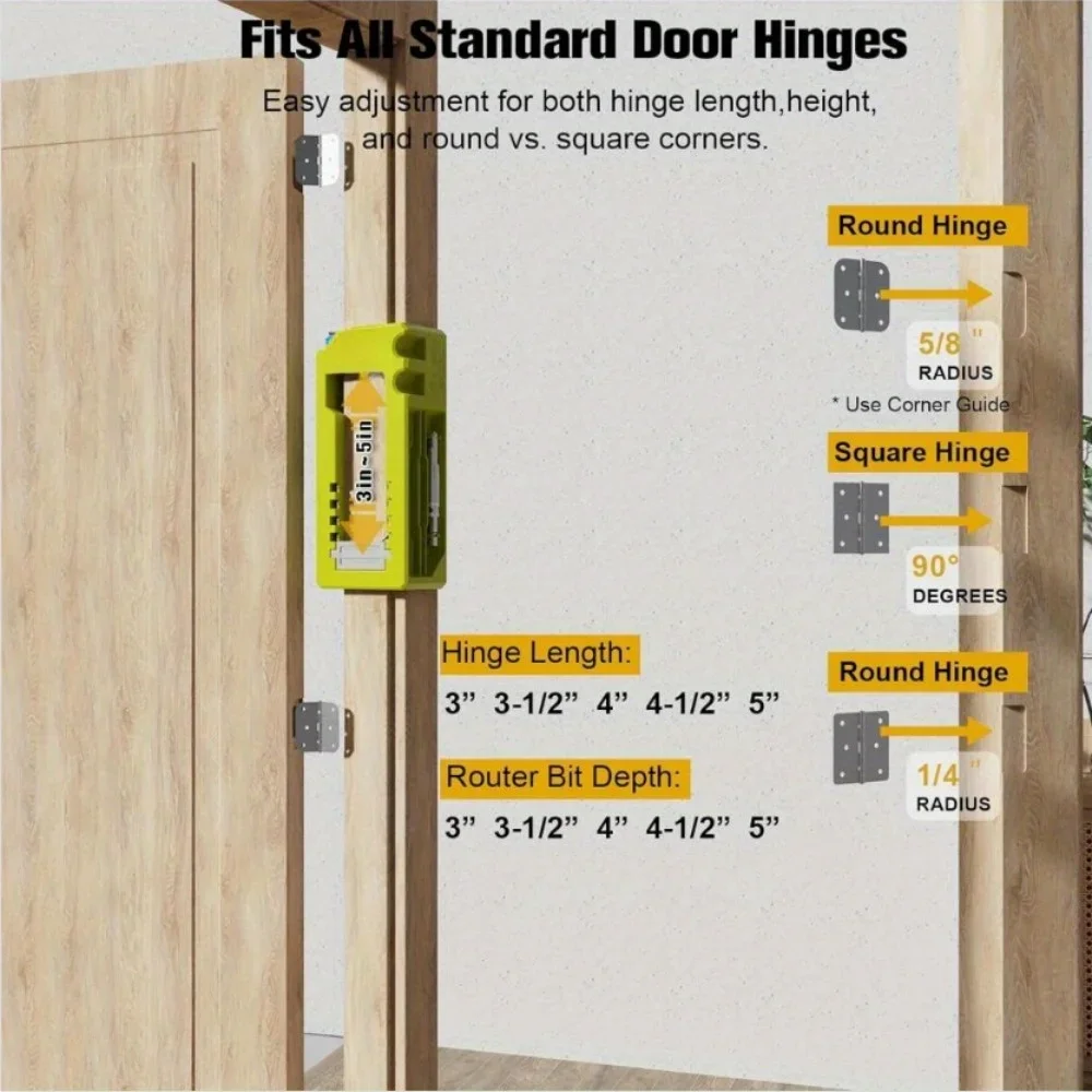 Door Hinge Installation Kit With Jig And Mortiser -Includes Self-Centering Bit & Double Ended Screwdriver Bit