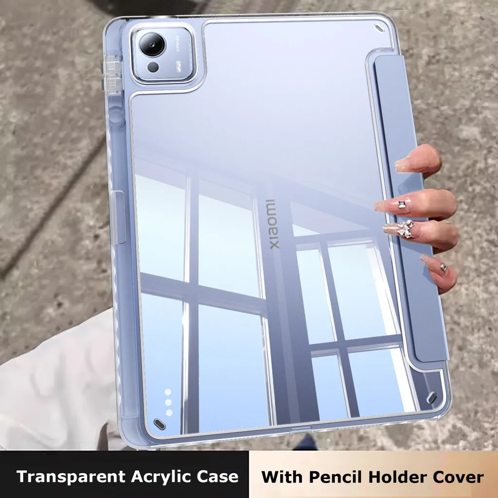 

Tri-fold Case for Xiaomi Pad 7S Pro 12.5" 2025 6S Pro 12.4 for Redmi Pad Pro 12.1inch Poco Pad 5G 12.1 Transparent Acrylic Case