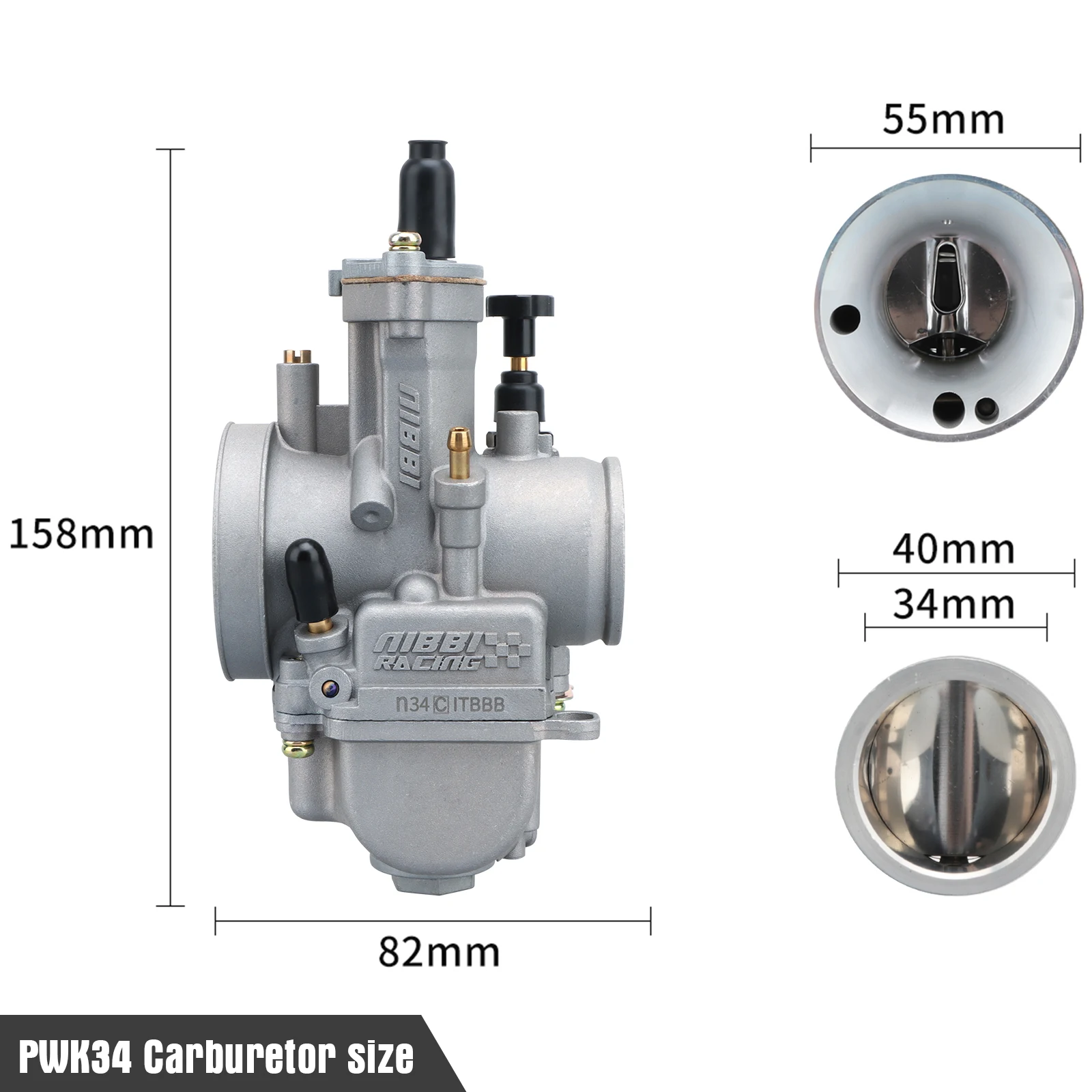NIBBI 2T 4T PWK Vergaser PWK24/26/28/30/32/34/36/38/40mm mit Power Jet für 125cc-600cc Yamaha Suzuki Rennmotorräder – Detail 8