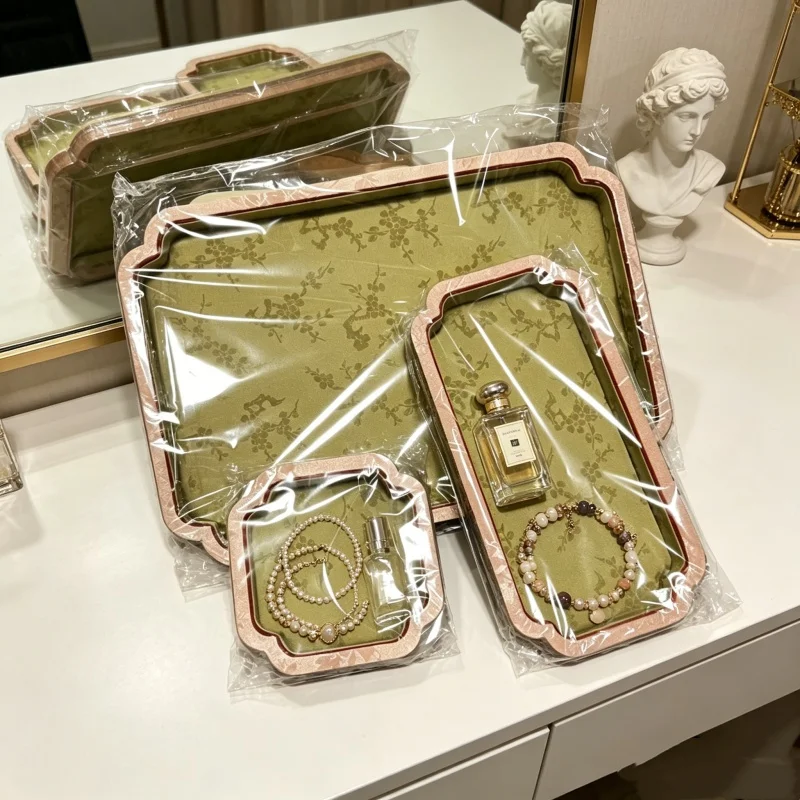 Palace Velvet Jewelry Appraisal Dish, Handmade Light Luxury Tray for Jade Agate & Bracelet, Shop Organizer Stand