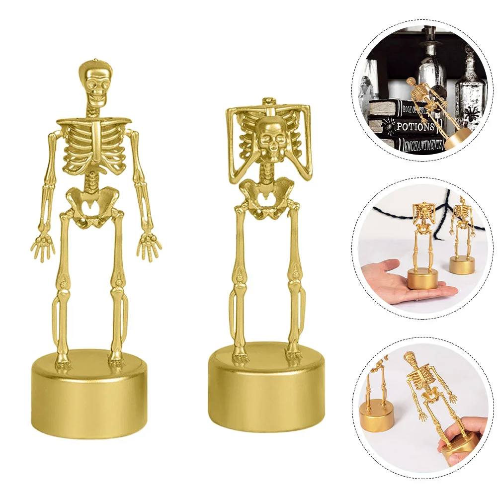 

2 Pcs Skull Stand Trophy Home Decors Costume Halloween Coffin Scene Layout Plastic Party Accessories Child The Mask