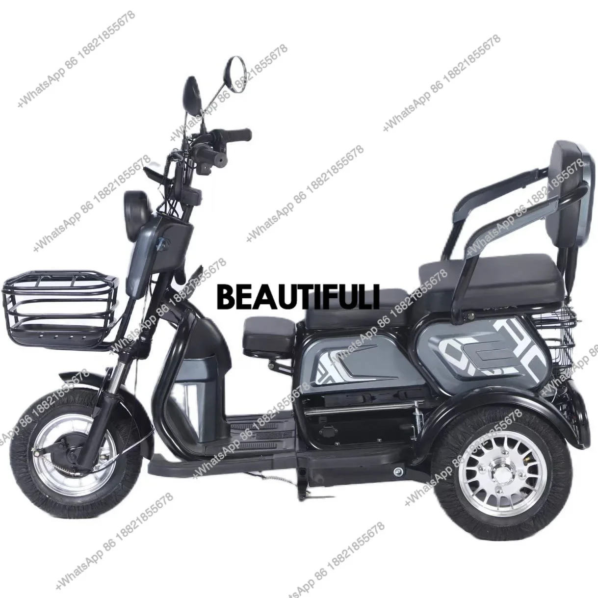 Three-person push-pull battery tricycle elderly scooter electric tricycle