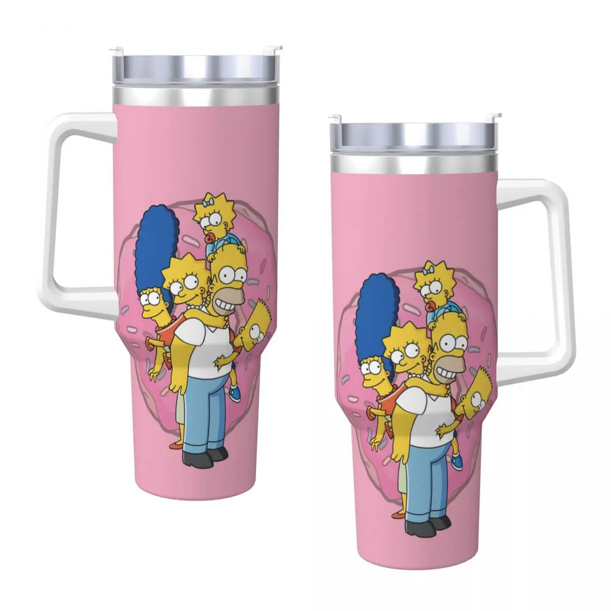 The Simpsons Family Stainless Steel Tumbler Travel Thermal Cups With Straws and Lid Large Mugs Cup Cold and Hot Water Bottle