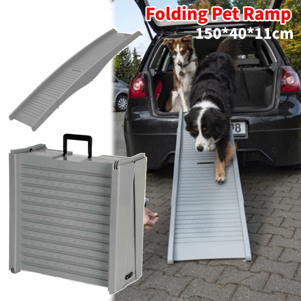 

Pet Gear Folding Dog Puppy Ramp Non-Slip Rug Ladder 59x15.8 Inch Pet Ramp Stairs Pet Dog Climbing Ladder for Medium Large Dogs