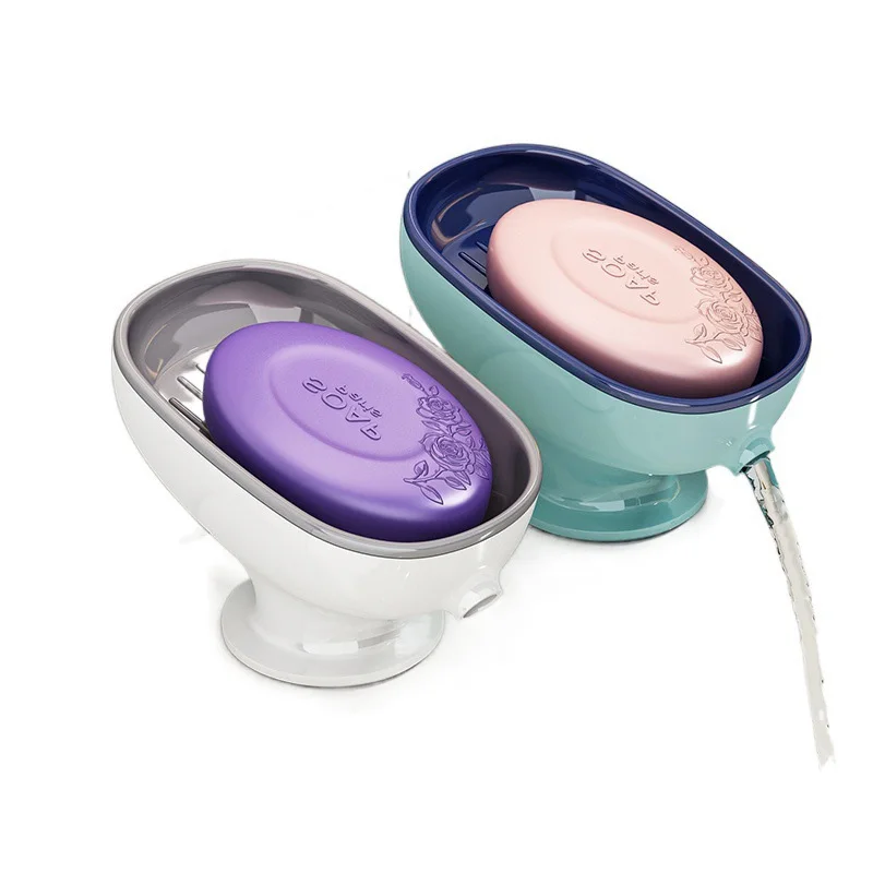 

Soap Storage Box, Double Layer Detachable Soap Dish with Drain Tray, No Lid, Bathroom Kitchen Organizer, PS Plastic