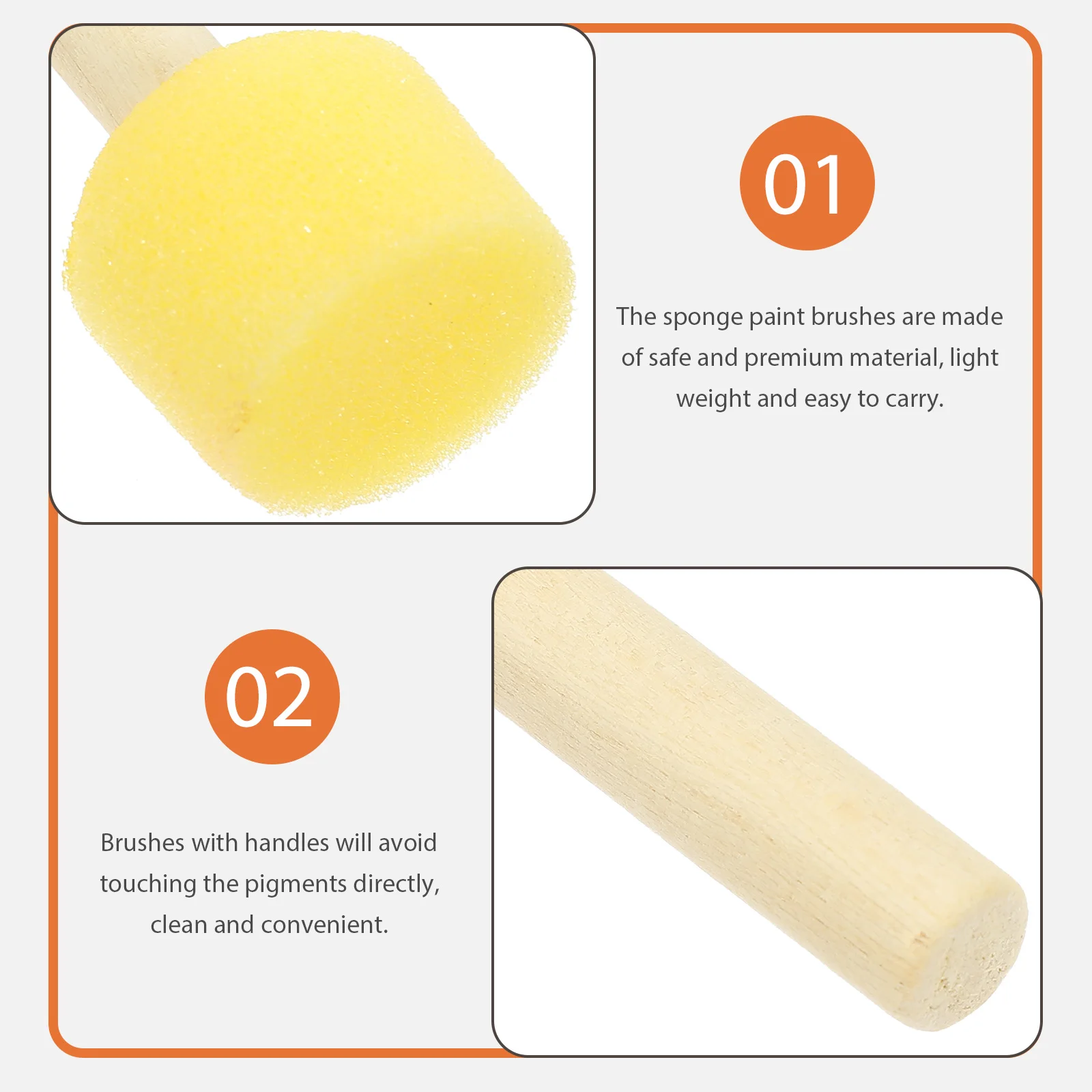 

20pcs Kids Kids Supplies Supplies 3cm Yellow Round Sponge Brushes For Painting Handle Foam Stamps Painting Tools