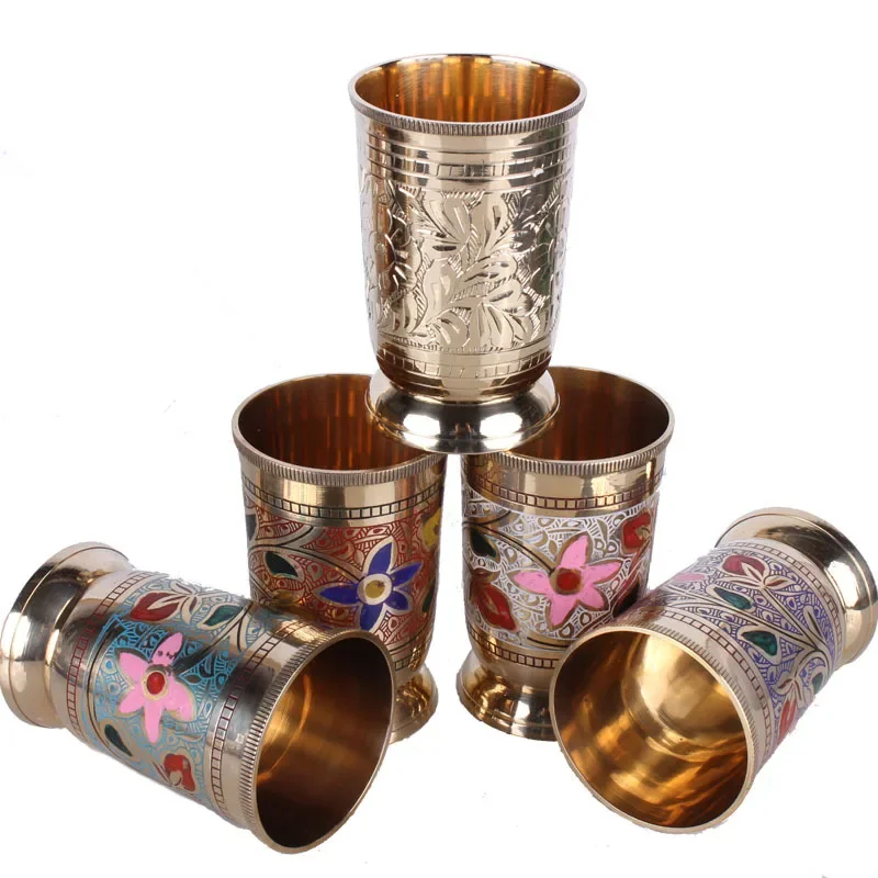 Handcrafted Copper Lacquered Solid Brass Home Red Wine Glass, White Wine Glass, Tea , Copper Tea Set, and Wine Set