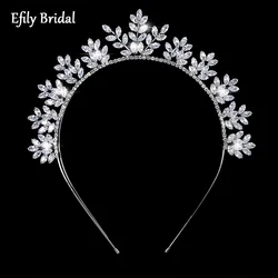 Efily Fashion Cubic Zirconia Headband Wedding Hair Accessories for Women Princess Party Prom Bridal Headpiece Bridesmaid Gift
