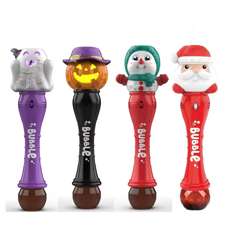 Halloween Bubble Wand Halloween Light up Pumpkin Bubble Blower bacchetta con LED ed effetto sonoro, giocattoli di natale di Halloween per bambini