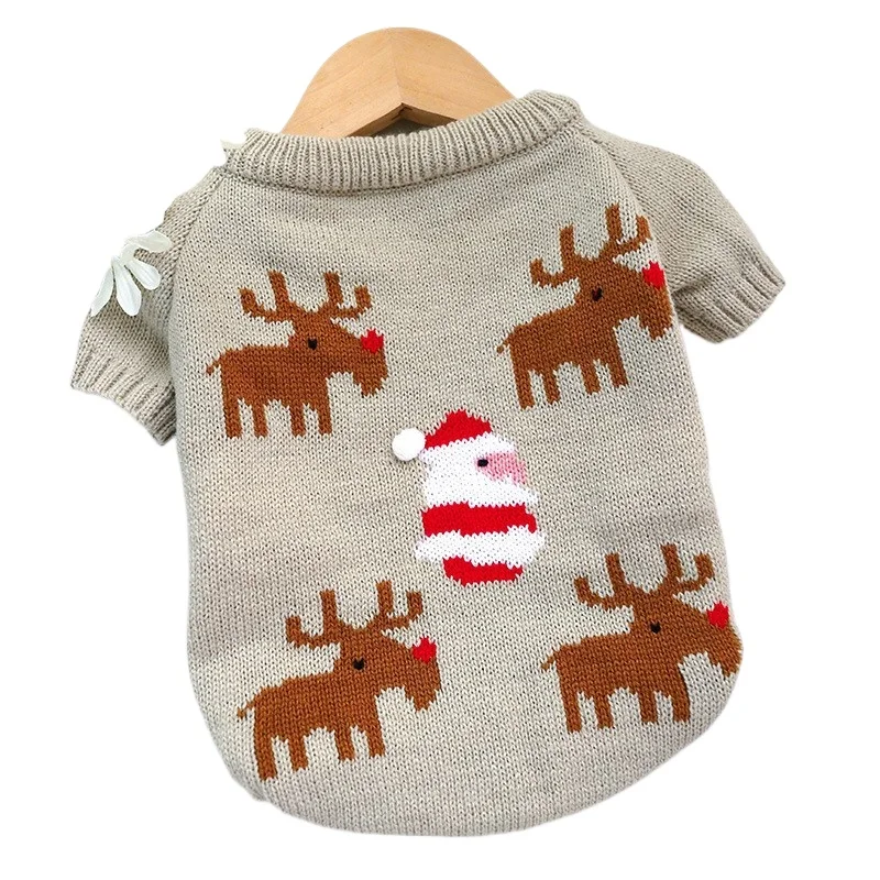 

Red Grey Dog Christmas New Year Sweater Pullover Cute Dog Puppy Winter Knitted Dress for Small Medium Fat Dog Clothes
