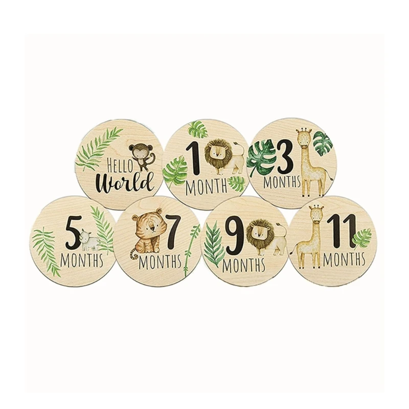 Wooden Cards For Baby Photography Growth Tracking Double-sided Design