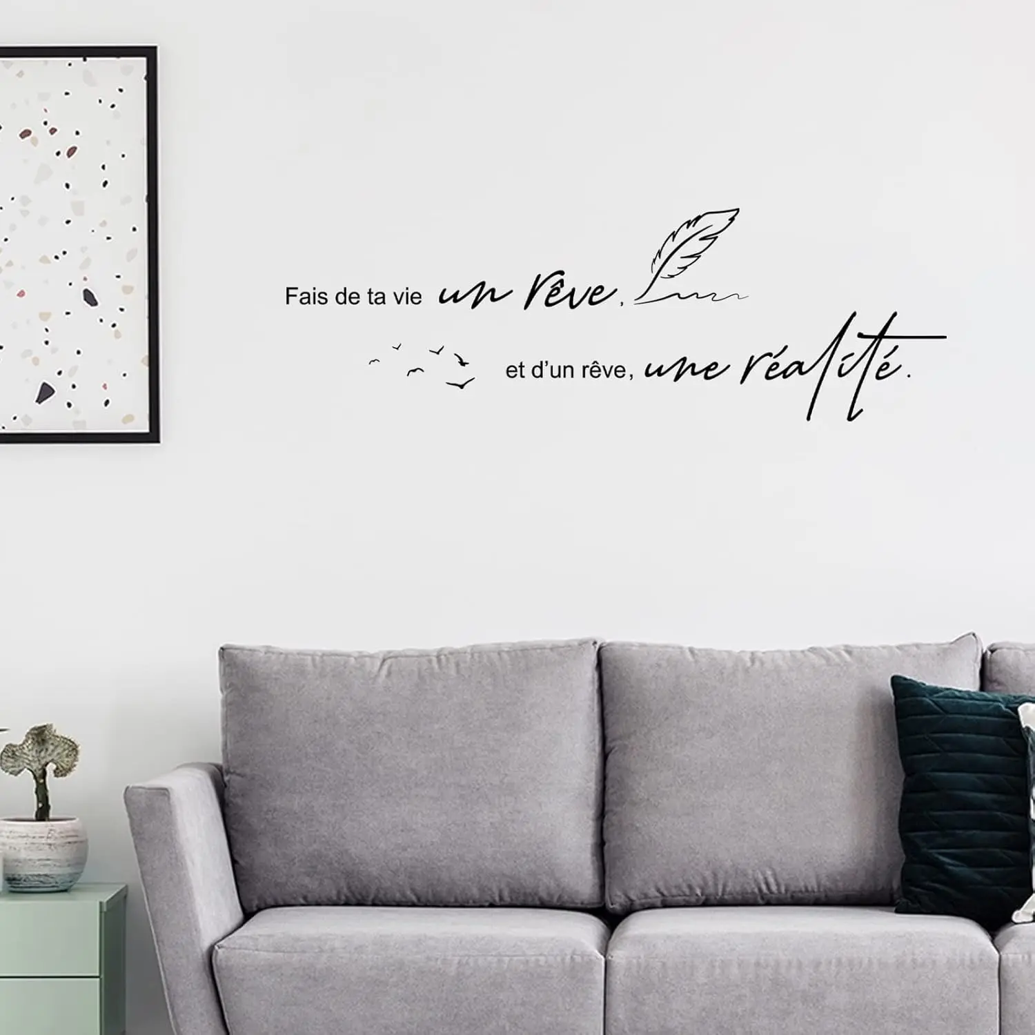 French Dream Motivational Quote Wall Stickres Make Your Life A Dream and A Dream A Reality Wall Decals Baby Nursery Kids Decor