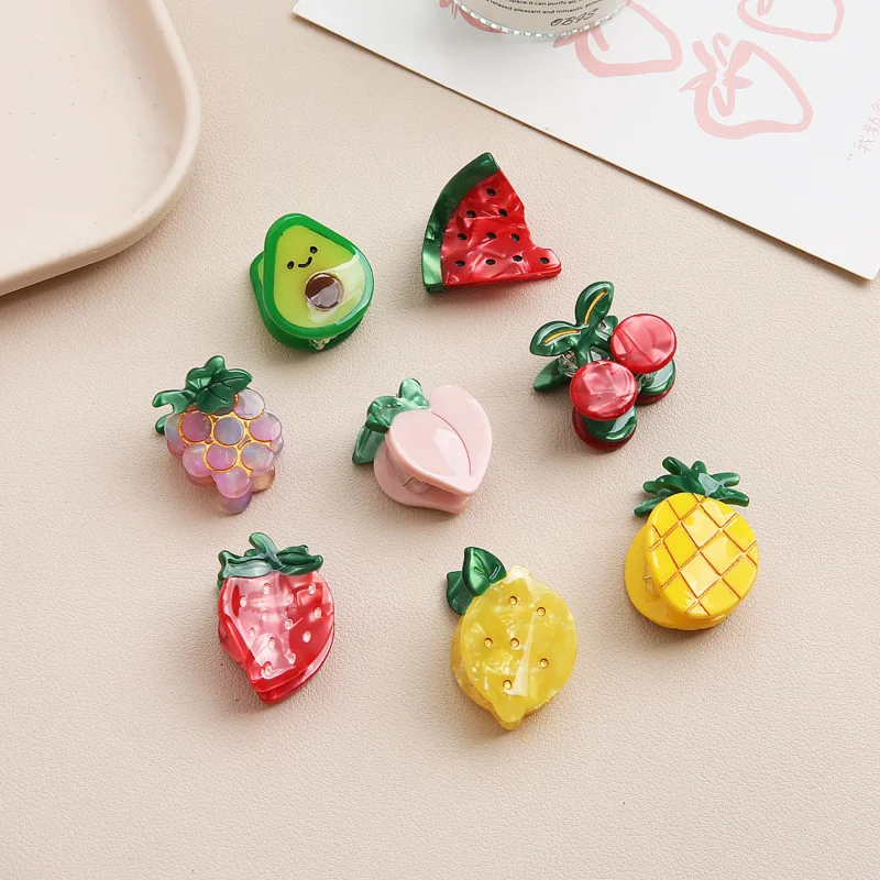 2 stuks leuke vrouwen haaraccessoires simulatie fruit aardbei kers kleine klauwen zoete halve paardenstaart houder mini meisjes hoofdtooi