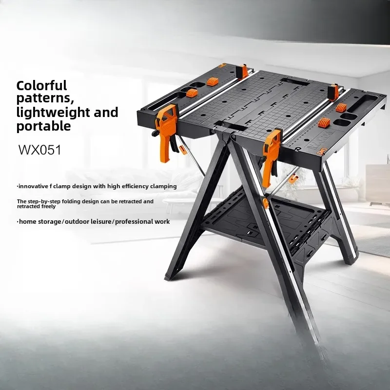 WX051 Workbench Multifunctional Folding Woodworking Table DIY Portable Household Mobile Workbench Bearing 135kg