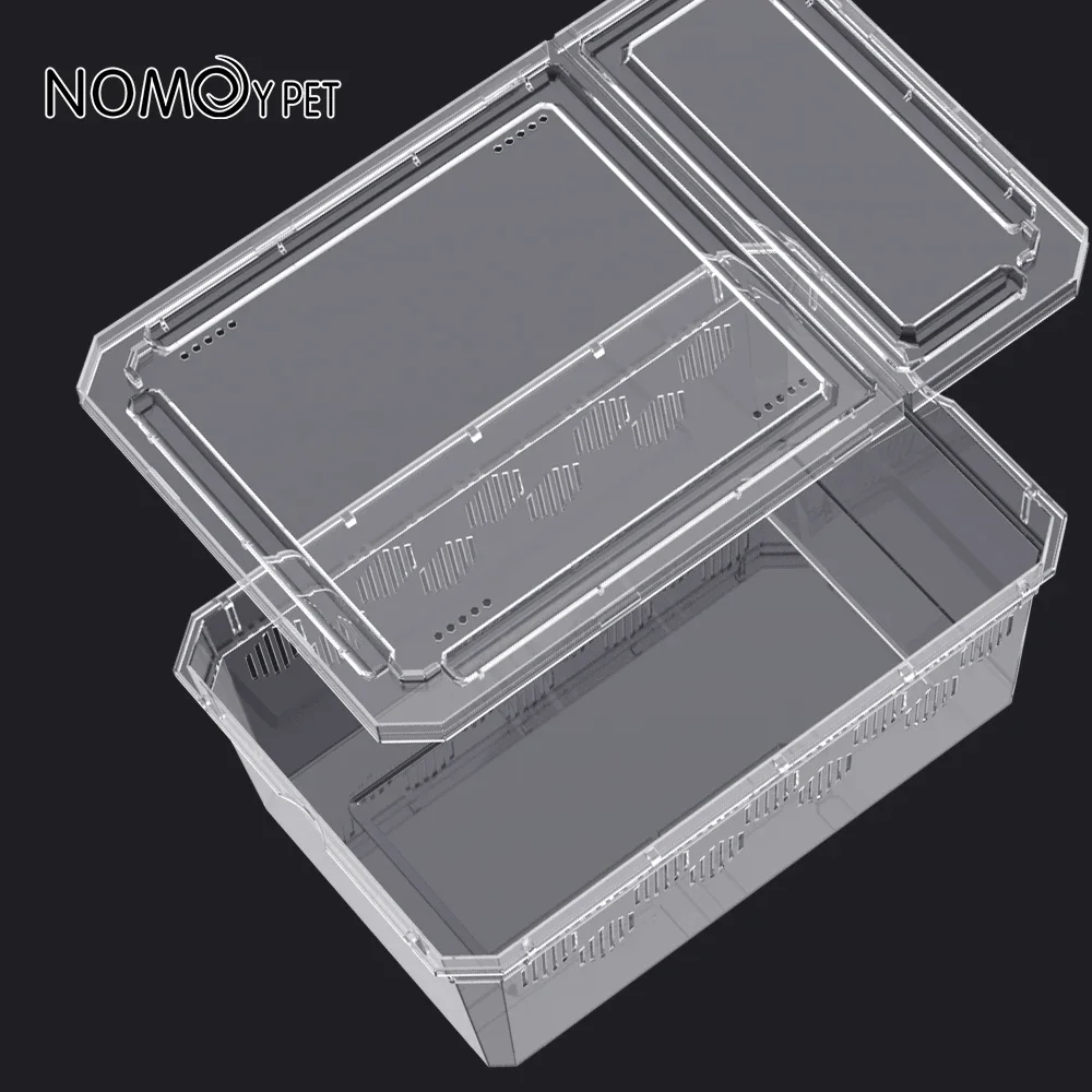 Reptile Tank Insect Spiders Tortoise Lizard Plastic Transparent Breeding Box Vivarium with Balcony Reptiles Feeding Supplies