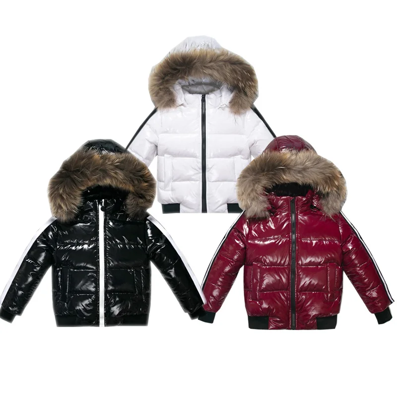 Winter Children\'s filled duck down Coat Natural Fur luster surface Wind-resistant Waterproof Boys Girls New Fashion Jacket 2-10t