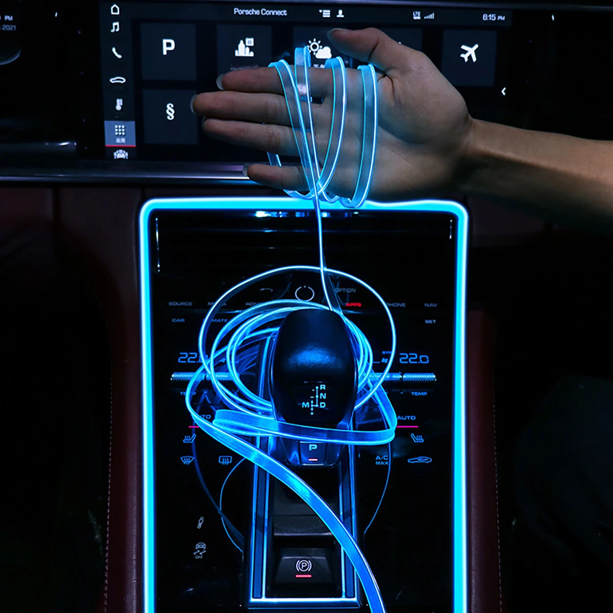 Tira de luces Led de 3M y 5M para coche, luz de ambiente azul para bricolaje, lámpara Interior automática Flexible, Luces de decoración de fiesta, tiras de neón USB