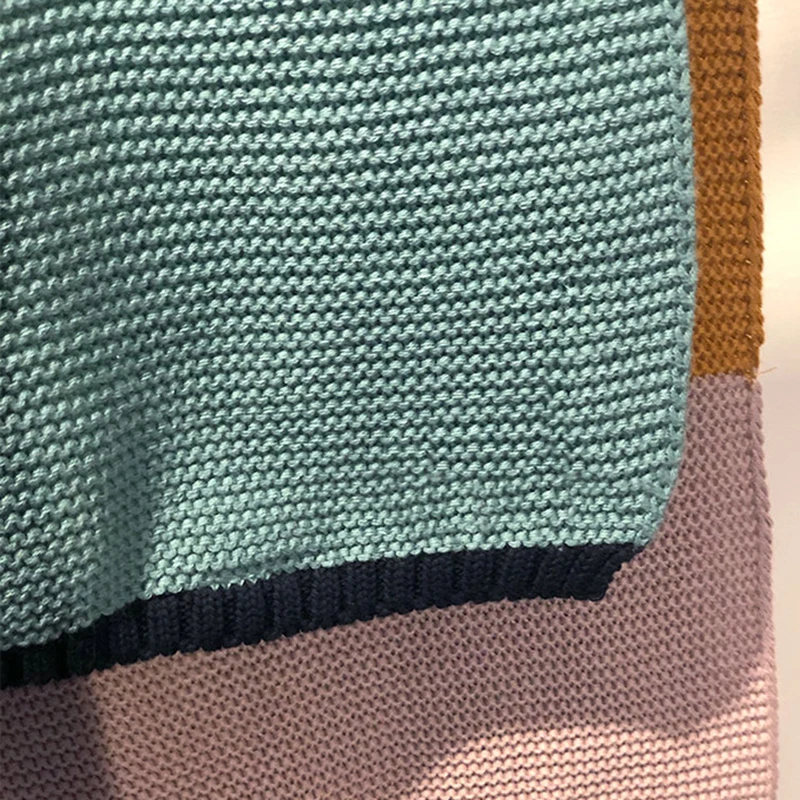 Mixed Color Soft Blanket Chic Knitted Blanket Chenille Crochet Bedspread Throw Blankets for Bed Sofa Korean Home Decoration