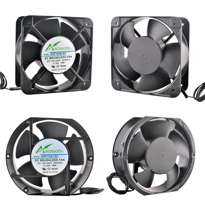 Ventiladores de resfriamento de fluxo axial ANCHAOPU para pilhas de carregamento montadas em gabinete - 150/172/180/200/220mm, 100V/110V/220V/240V Motor EC