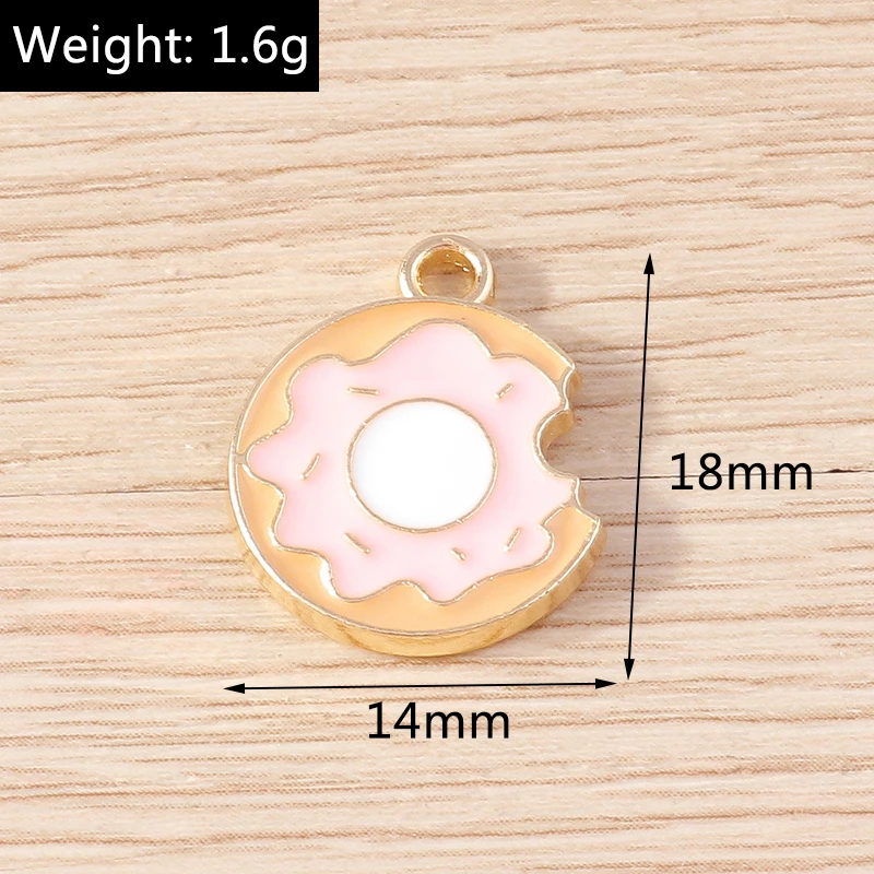 10 Stück süße Lebensmittel Charms Emaille Dessert Donut Charms Anhänger für Schmuckherstellung Ohrringe Halskette Armband DIY Handwerk Zubehör – Detail 3