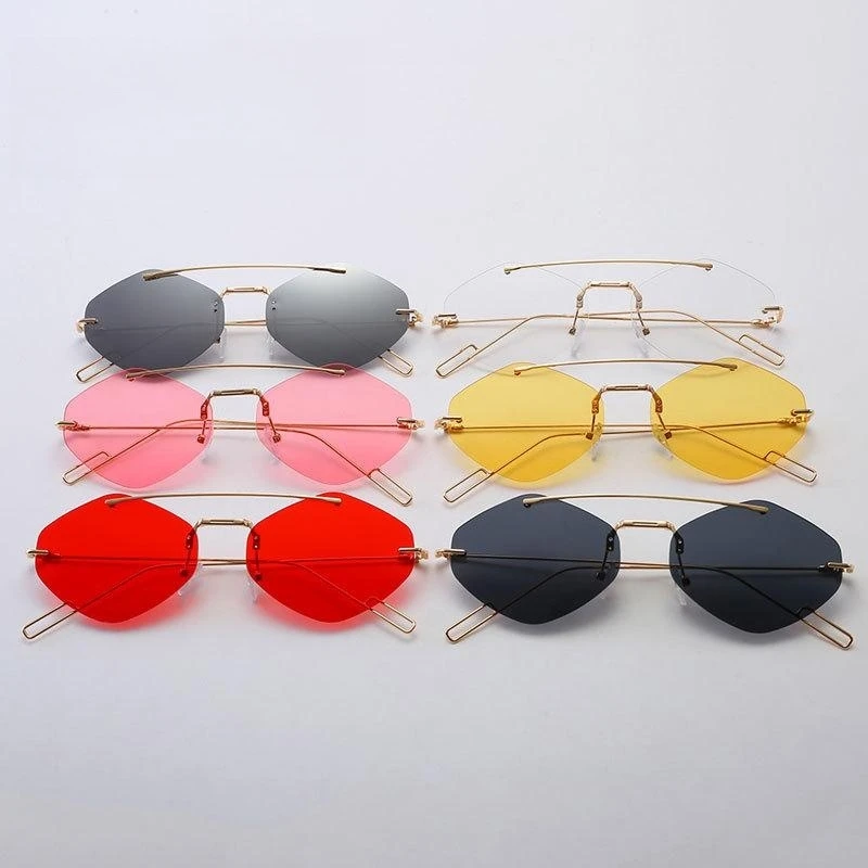 BETSION Custome Sunglasses Women and Men Featuring Irregular Shape Frameless Design Unique Personalized Look Color Sun Glasses