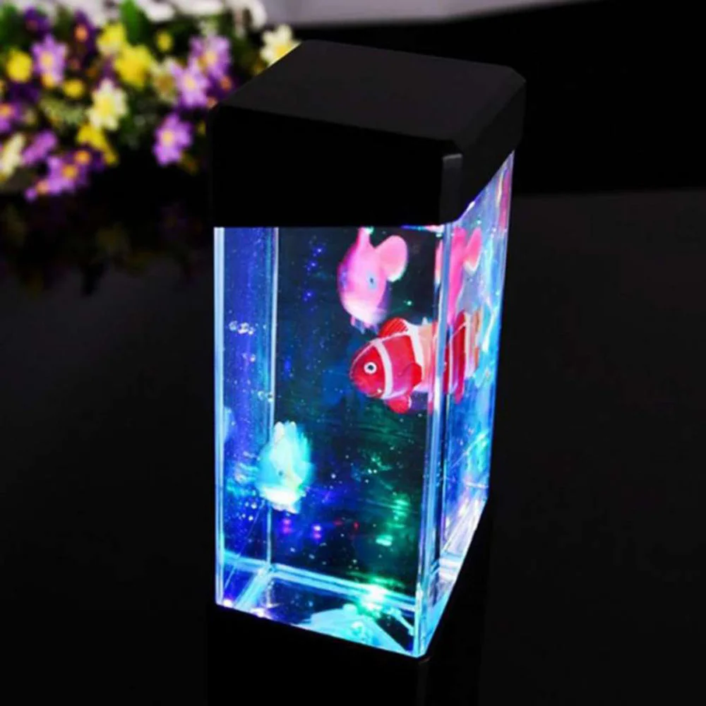 Creative Jellyfish Light LED Aquarium Night Light Colorful LED Fish Tank Aquarium Lamp Battery USB Power Bedside Lamp Home Decor