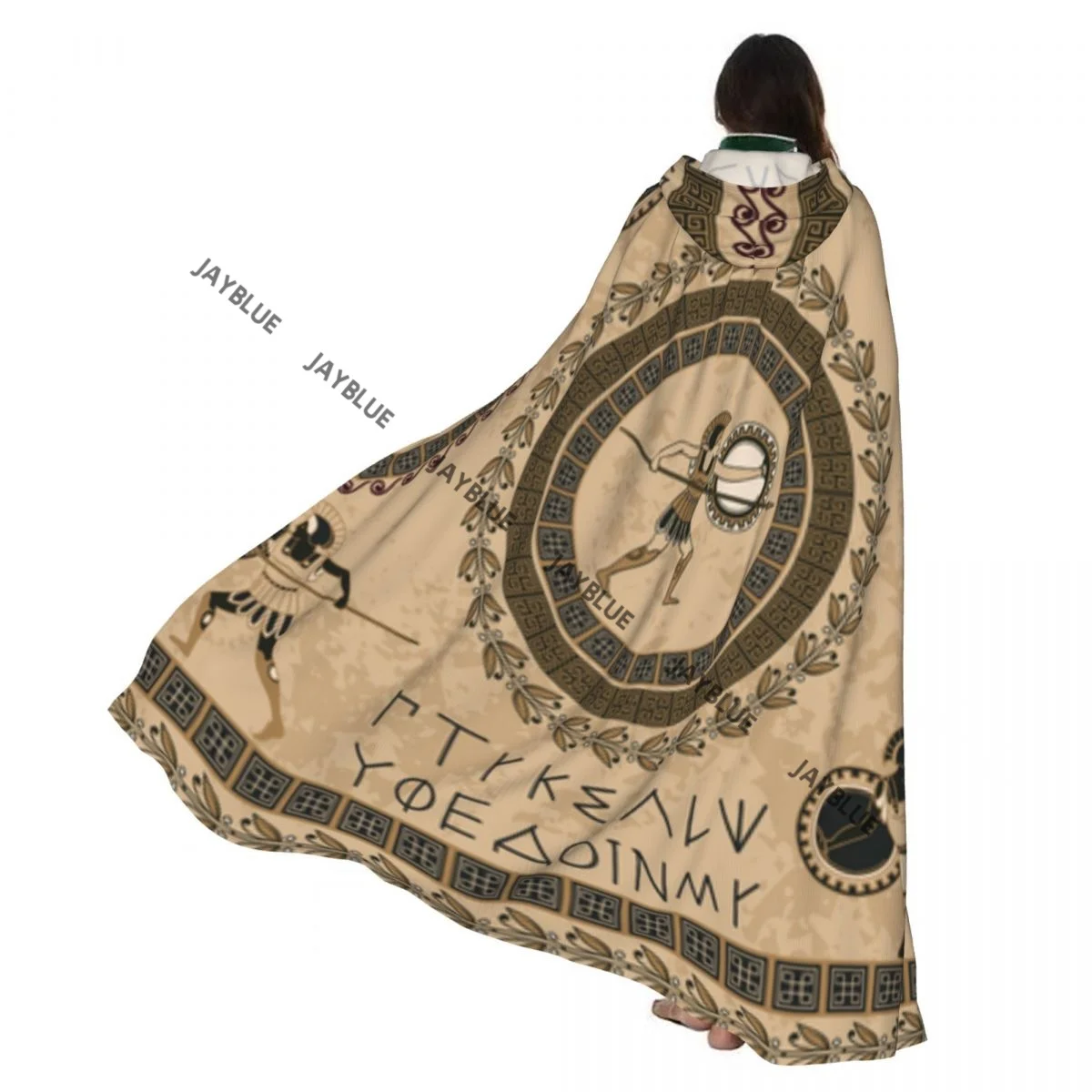 

Унисекс для взрослых, древнегреческие буквы, корабли, боевые люди, плащ с капюшоном, длинный костюм ведьмы, косплей