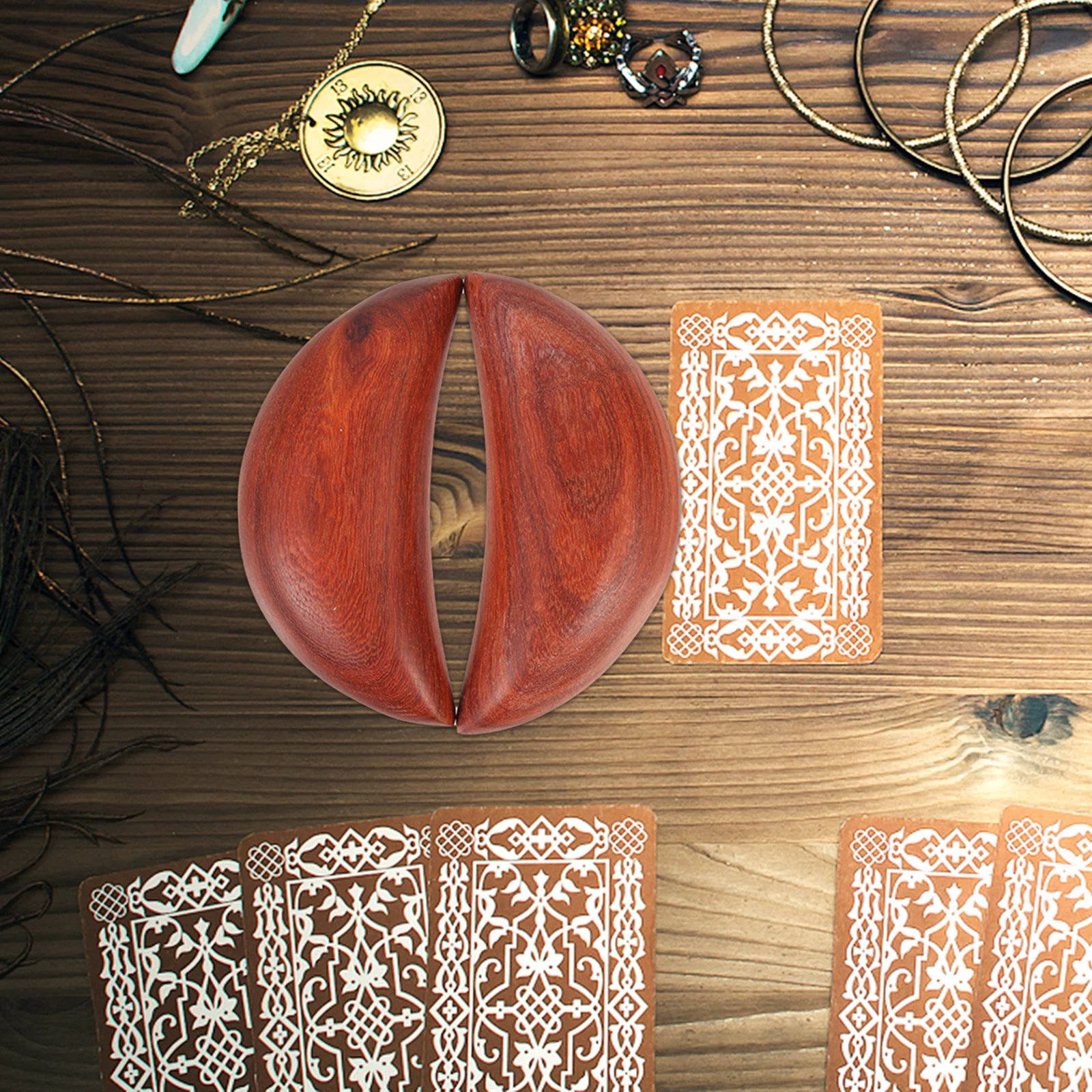 

Yin Yang Divination Cups 2pcs Wooden Holy Sacrifice Cups for Fengshui Rituals Taoist Buddhist Temple Decoration Dowsing Tool