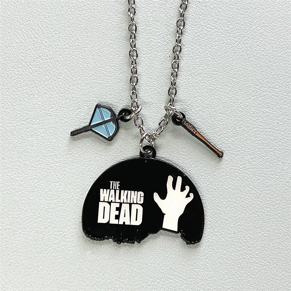 JYYH The Walking Dead Keychain Black Badge Pendant Keyring Metal Necklace Women Men Jewelry Gifts