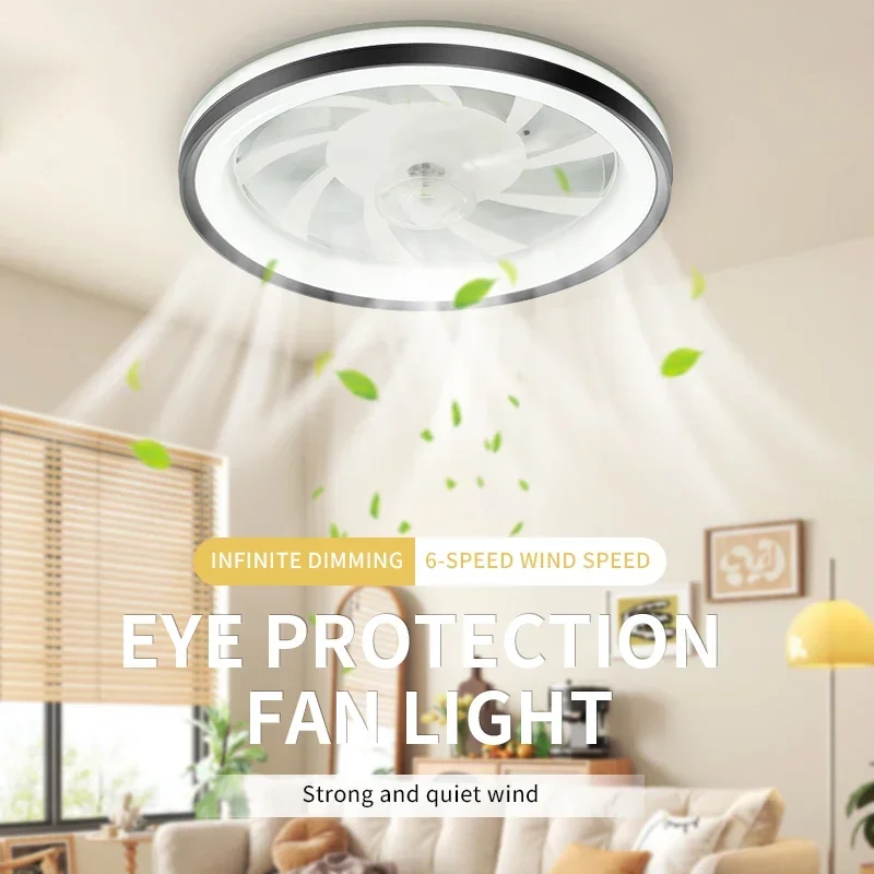 

Intelligent LED Slim Ceiling Fan Light Minimalist Modern Home Decoration Remote Control Infinite Dimming 6-speed Strong Wind