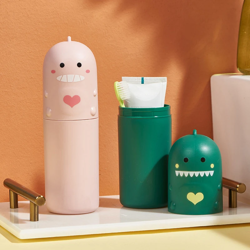 Cute Portable Toothbrush Holder Box Travel Toothbrush Cup Mouthwash Cup Toothpaste Storage Container Bathroom Supplies