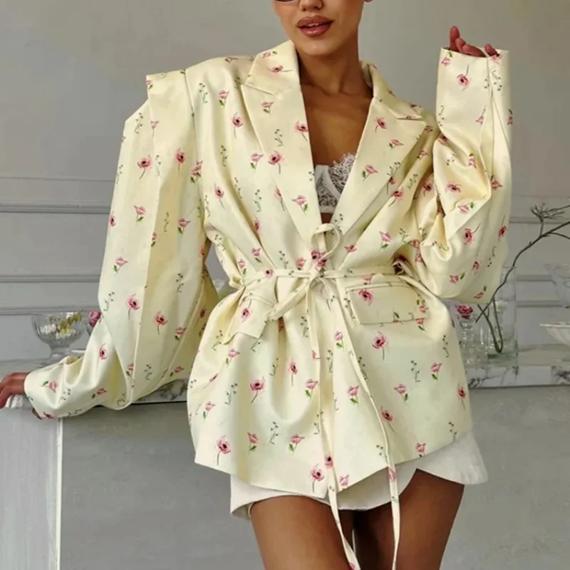 Women's Blazer Jacket 2026 Summer New European and American Printed Solid Color Fashion Elegant Chic Women's Short Blazer Jacket