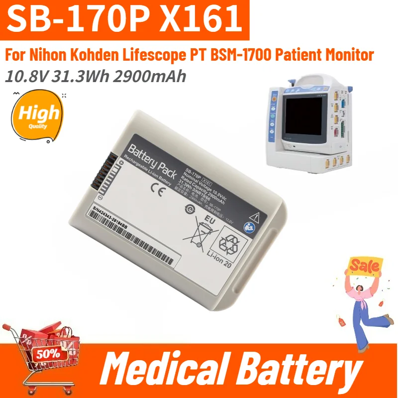 

10.8V 31.3Wh 2.9Ah SB-170P X161 High Quality Medical Replacement Battery For Nihon Kohden Lifescope PT BSM-1700 Patient Monitor