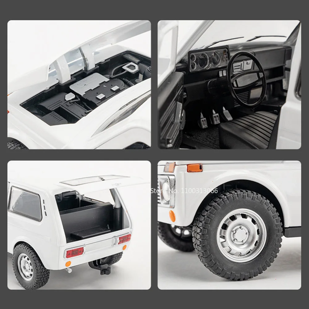 Big 1/18 Russia Lada Niva Model Car Toys Alloy Diecast Doors Can Opened SUV Models Rubber Tires Off-road Friend Birthday Gift