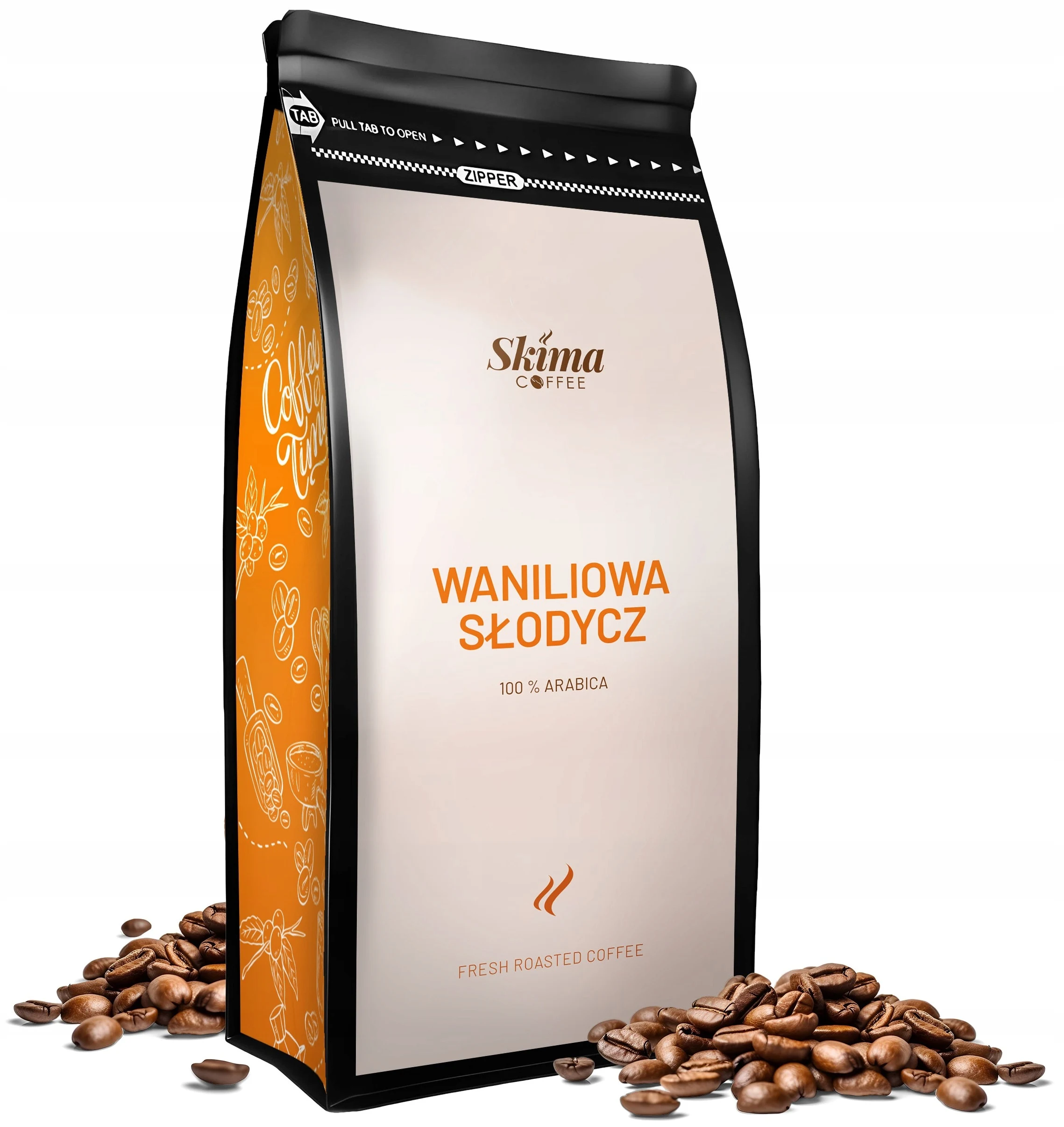 Kawa ziarnista 1kg SMAKOWA WANILIOWA SŁODYCZ 100% ARABICA + GRATIS