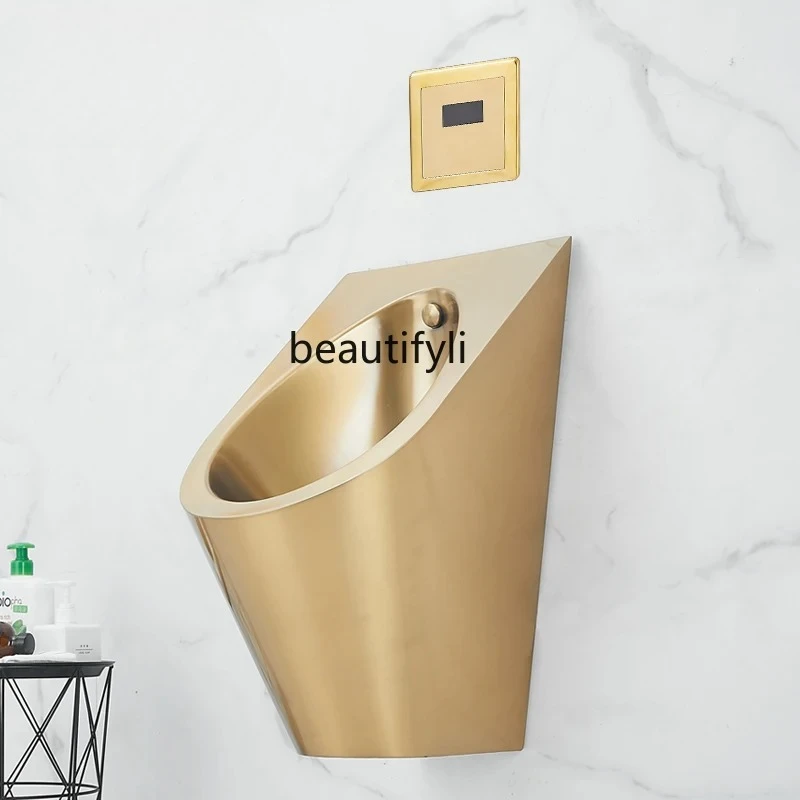 

304 stainless steel gold urinal wall-mounted integrated intelligent induction bathroom urinal