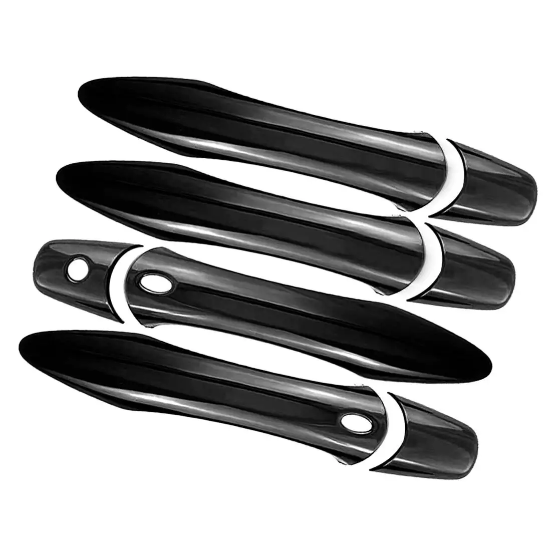 8pcs/set Exterior Door Handle Cover Trim with 2 Smart Key Hole Fit for Infiniti QX80 SUV 2014-2024 Glossy Black ABS