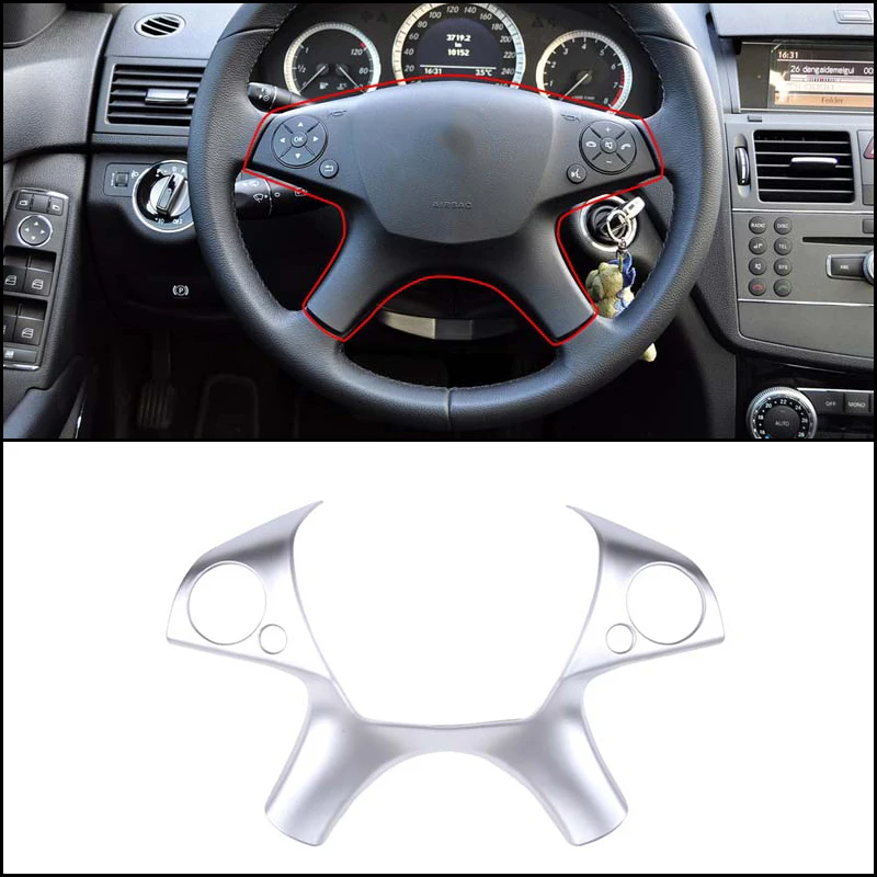 

ABS Car steering wheel button frame decorative panel interior Accessories Fit for Mercedes Benz C Class W204 2007-2010
