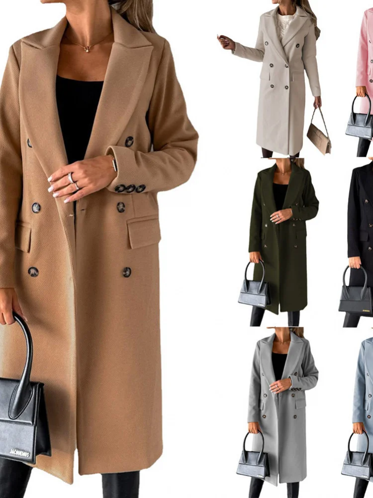 

Весна 202, женское модное шерстяное пальто Long Sve, двубортное однобортное универсальное верхнее белье с кетом для женщин