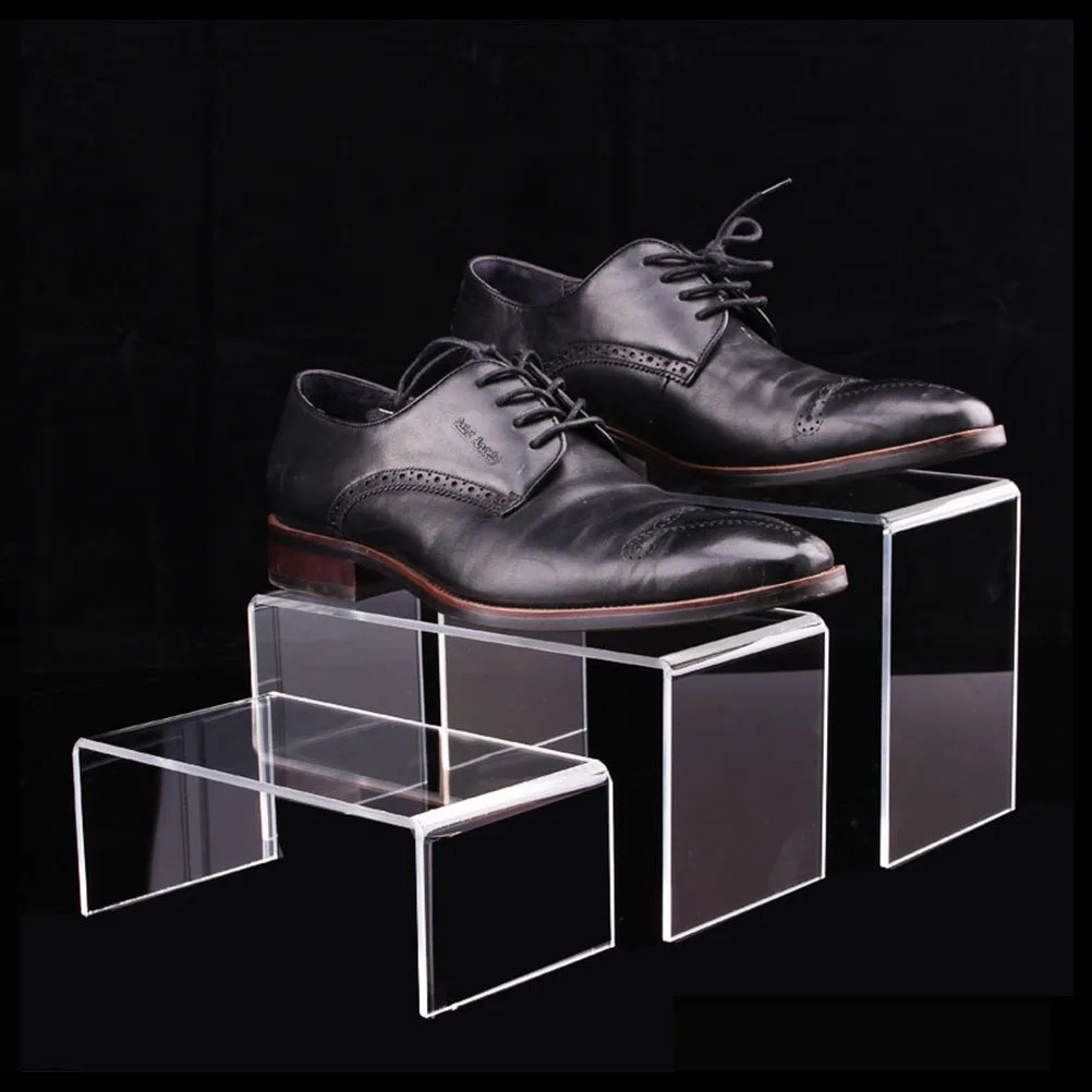

4 Pcs Acrylic Table Organizer Desk Storage Cotainer Stand Shoe Display Desktop Rack