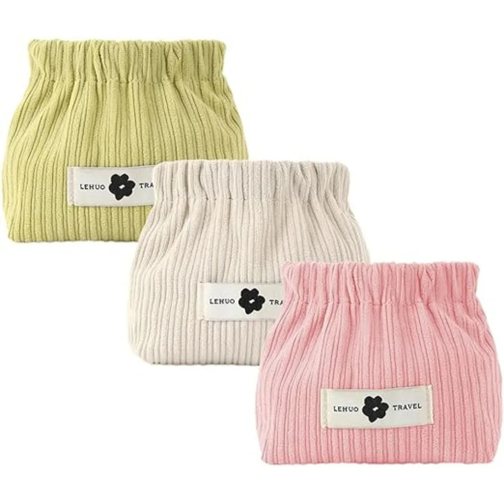 New Mini Shrapnel Bag Solid Color Corduroy Coin Purse Soft Lipstick Purse Girl
