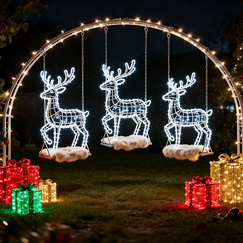 Cross-border Santa Claus Shaped IP68 LED Light Christmas Mall Courtyard Illuminated Decorative Iron Wrought Decorative Switch